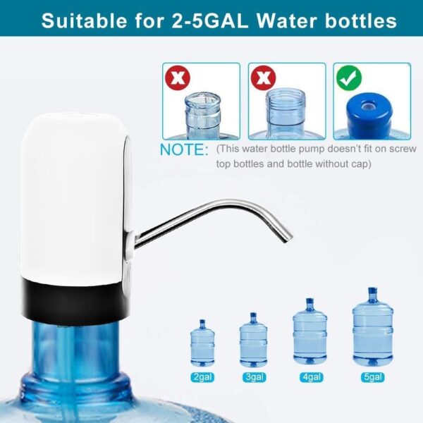 Teqdesk Automatic Wireless Water Can Dispenser Pump for 20 Litre Bottle Can, White/Black - Image 4