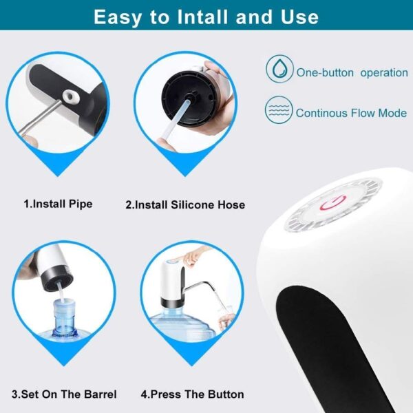 Teqdesk Automatic Wireless Water Can Dispenser Pump for 20 Litre Bottle Can, White/Black - Image 5