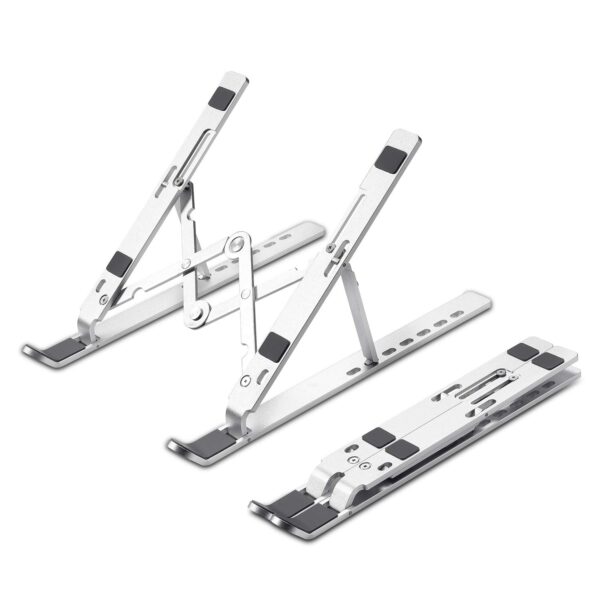 Teqdesk Laptop Stand for Desk with 7 Adjustable Angles, Aluminum Ergonomic Foldable Portable with Pouch, Cable Protectors(Metallic Grey)