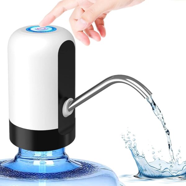 Teqdesk Automatic Wireless Water Can Dispenser Pump for 20 Litre Bottle Can, White/Black