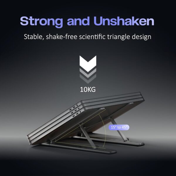 Teqdesk Laptop Stand for Desk with 7 Adjustable Angles, Aluminum Ergonomic Foldable Portable with Pouch, Cable Protectors(Metallic Grey) - Image 6