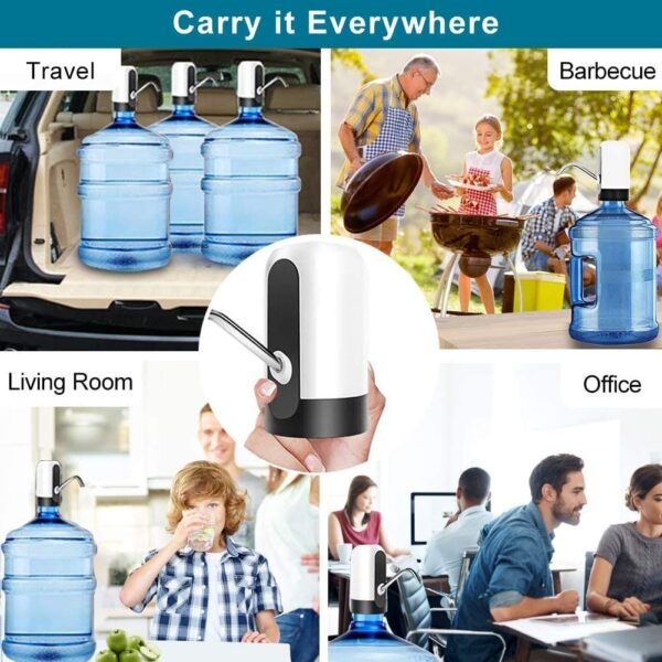 Teqdesk Automatic Wireless Water Can Dispenser Pump for 20 Litre Bottle Can, White/Black - Image 6