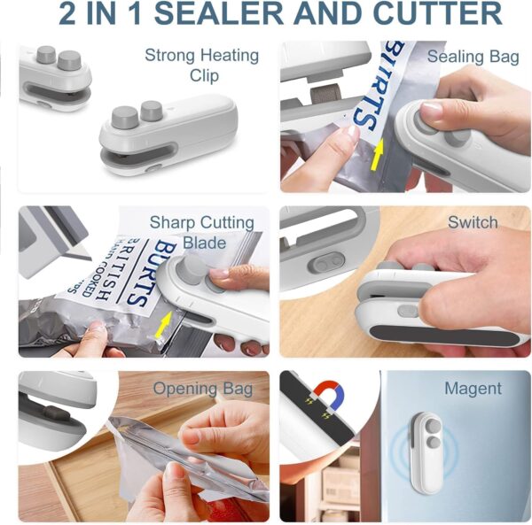 Teqdesk Portable Mini Sealing Machine, Handheld Packet Sealer for Food, Snacks, Chips, Fresh Storage, Plastic Bags Sealing Machine - Image 8